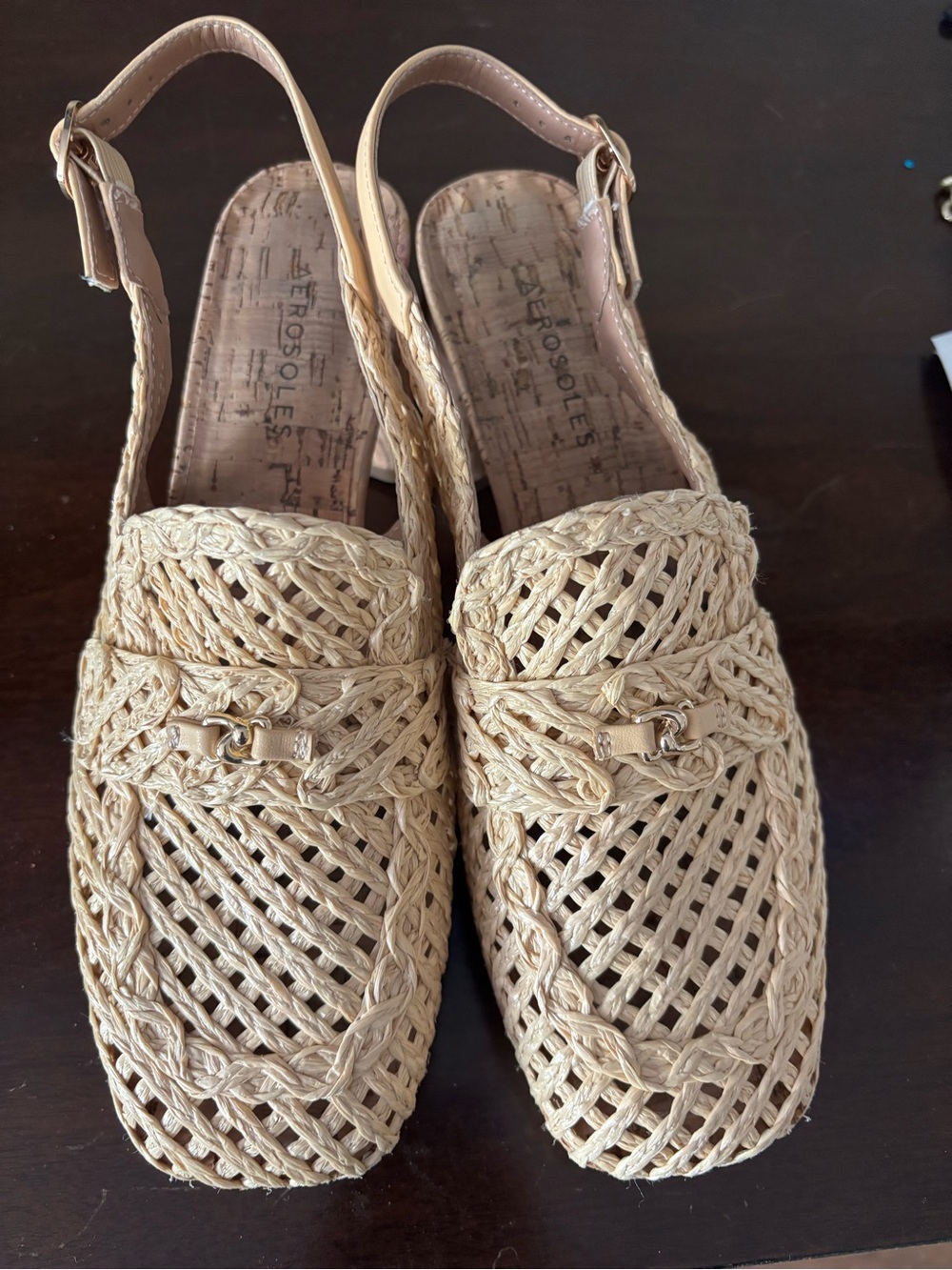AEROSOLES Beige Braided Slingback Clogs